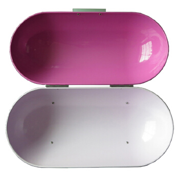 Capsule shape of metal kitchen bread colorful storage box with feet 